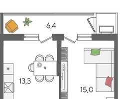 Продается 1-комнатная квартира ЖК Рекорд 2, литера 5, 44.4  м², 10087680 рублей