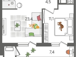 Продается 1-комнатная квартира ЖК Рекорд 2, литера 5, 51.7  м², 10365850 рублей