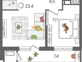 Продается 1-комнатная квартира ЖК Рекорд 2, литера 5, 51.7  м², 9916060 рублей