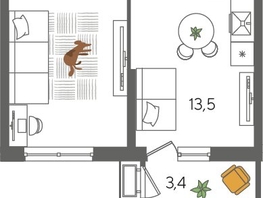 Продается 1-комнатная квартира ЖК Рекорд 2, литера 6, 42  м², 8992200 рублей