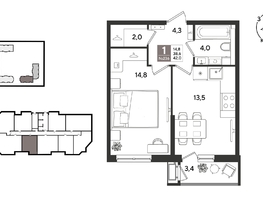 Продается 1-комнатная квартира ЖК Рекорд 2, литера 6, 42  м&sup2;, 10600800 рублей