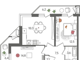 Продается 2-комнатная квартира ЖК Рекорд 2, литера 6, 71.1  м², 13381020 рублей