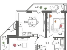 Продается 2-комнатная квартира ЖК Рекорд 2, литера 6, 70.5  м², 13282200 рублей