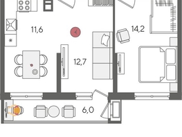 Продается 2-комнатная квартира ЖК Рекорд 2, литера 6, 58.8  м², 11424840 рублей