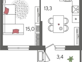 Продается 1-комнатная квартира ЖК Рекорд 2, литера 6, 41.6  м², 9010560 рублей
