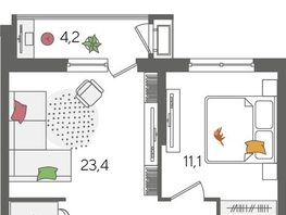 Продается 1-комнатная квартира ЖК Рекорд 2, литера 6, 48.8  м², 9511120 рублей