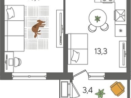 Продается 1-комнатная квартира ЖК Рекорд 2, литера 6, 41.4  м², 9207360 рублей