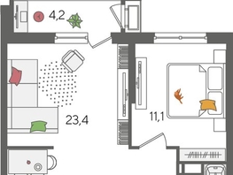 Продается 1-комнатная квартира ЖК Рекорд 2, литера 6, 48.5  м², 9530250 рублей