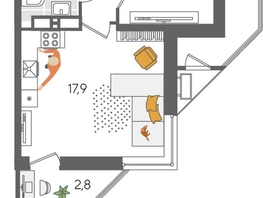 Продается 1-комнатная квартира ЖК Рекорд 2, литера 6, 51.6  м², 10423200 рублей