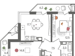 Продается 2-комнатная квартира ЖК Рекорд 2, литера 6, 70.2  м², 13815360 рублей