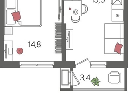 Продается 1-комнатная квартира ЖК Рекорд 2, литера 1, 42  м², 9135000 рублей