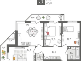 Продается 3-комнатная квартира ЖК Рекорд 2, литера 1, 88.1  м², 16087060 рублей