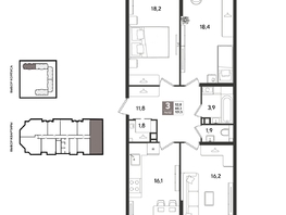 Продается 3-комнатная квартира ЖК Рекорд 2, литера 1, 100.2  м&sup2;, 19839600 рублей