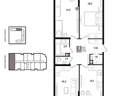 Продается 3-комнатная квартира ЖК Рекорд 2, литера 1, 100.1  м&sup2;, 19769750 рублей