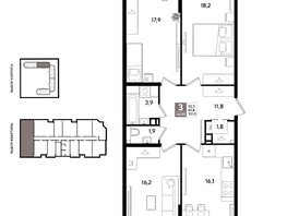 Продается 3-комнатная квартира ЖК Рекорд 2, литера 1, 100  м&sup2;, 19350000 рублей