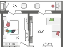 Продается 1-комнатная квартира ЖК Рекорд 2, литера 1, 51  м², 10587600 рублей