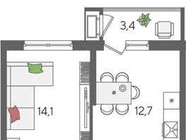 Продается 1-комнатная квартира ЖК Рекорд 2, литера 1, 41.9  м², 8740340 рублей