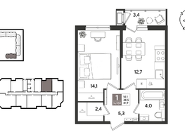 Продается 1-комнатная квартира ЖК Рекорд 2, литера 1, 41.9  м&sup2;, 10382820 рублей