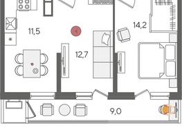 Продается 2-комнатная квартира ЖК Рекорд 2, литера 1, 61.6  м², 12455520 рублей