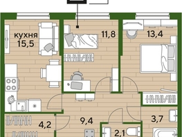 Продается 2-комнатная квартира ЖК DOGMA PARK (Догма парк), лит 1, 59.3  м², 8865350 рублей