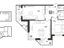 Продается 2-комнатная квартира ЖК Рекорд 2, литера 2, 67.3  м&sup2;, 14328170 рублей