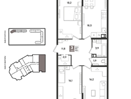 Продается 3-комнатная квартира ЖК Рекорд 2, литера 2, 97.8  м&sup2;, 19775160 рублей