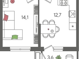 Продается 1-комнатная квартира ЖК Рекорд 2, литера 2, 42.1  м², 8807320 рублей