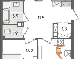 Продается 3-комнатная квартира ЖК Рекорд 2, литера 2, 101  м², 18099200 рублей