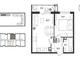 Продается 1-комнатная квартира ЖК Рекорд 2, литера 2, 46.1  м&sup2;, 11160810 рублей