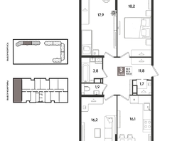 Продается 3-комнатная квартира ЖК Рекорд 2, литера 2, 100.1  м&sup2;, 19959940 рублей
