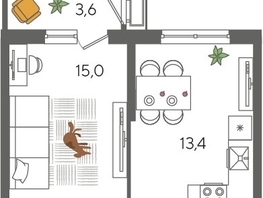 Продается 1-комнатная квартира ЖК Рекорд 2, литера 2, 41.8  м², 8740380 рублей