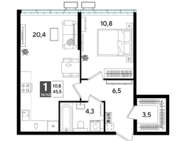Продается 1-комнатная квартира ЖК DOGMA PARK (Догма парк), лит 13, 45.5 м², 8012550 рублей