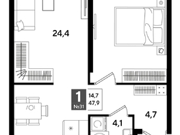 Продается 1-комнатная квартира ЖК DOGMA PARK (Догма парк), литера 16, 47.9  м², 8114260 рублей