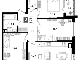 Продается 3-комнатная квартира ЖК DOGMA PARK (Догма парк), литера 16, 70  м², 10227000 рублей