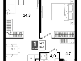Продается 1-комнатная квартира ЖК DOGMA PARK (Догма парк), литера 16, 47.7  м², 8147161 рублей