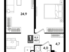 Продается 1-комнатная квартира ЖК DOGMA PARK (Догма парк), литера 16, 48.9  м², 8445030 рублей