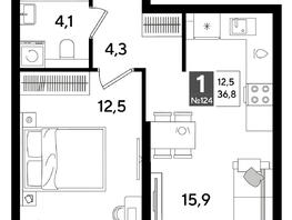 Продается 1-комнатная квартира ЖК DOGMA PARK (Догма парк), литера 16, 36.8  м², 6992000 рублей