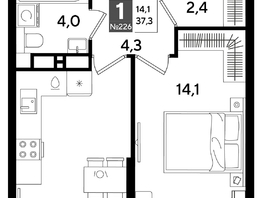 Продается 1-комнатная квартира ЖК DOGMA PARK (Догма парк), литера 16, 37.3  м², 7083270 рублей