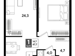 Продается 1-комнатная квартира ЖК DOGMA PARK (Догма парк), литера 19, 47.1  м², 7978740 рублей