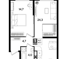 Продается 1-комнатная квартира ЖК DOGMA PARK (Догма парк), литера 19, 47.2  м², 7986241 рублей