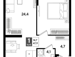 Продается 1-комнатная квартира ЖК DOGMA PARK (Догма парк), лит 20, 47.9  м², 8095100 рублей