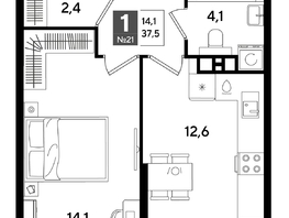 Продается 1-комнатная квартира ЖК DOGMA PARK (Догма парк), лит 20, 37.5  м², 7072500 рублей