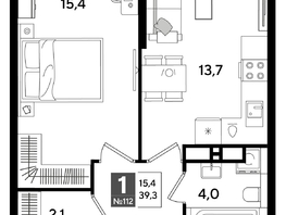 Продается 1-комнатная квартира ЖК ДОГМА ПАРК, лит 20, 38.7  м&sup2;, 7515541 рублей