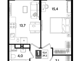 Продается 1-комнатная квартира ЖК ДОГМА ПАРК, лит 20, 38.8  м&sup2;, 7484520 рублей