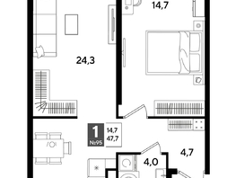 Продается 1-комнатная квартира ЖК DOGMA PARK (Догма парк), литера 18, 47.7  м², 8137621 рублей