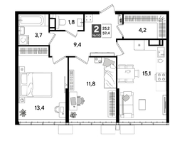 Продается 2-комнатная квартира ЖК DOGMA PARK (Догма парк), литера 18, 59.4  м², 9272340 рублей