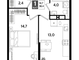 Продается 1-комнатная квартира ЖК DOGMA PARK (Догма парк), литера 18, 38.4  м², 7395840 рублей