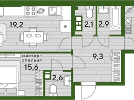 Продается 2-комнатная квартира ЖК DOGMA PARK (Догма парк), литера 21, 66.4  м², 10212320 рублей