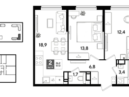 Продается 2-комнатная квартира ЖК DOGMA PARK (Догма парк), литера 21, 57  м&sup2;, 9490500 рублей