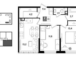 Продается 2-комнатная квартира ЖК DOGMA PARK (Догма парк), литера 21, 59.6  м&sup2;, 9673080 рублей